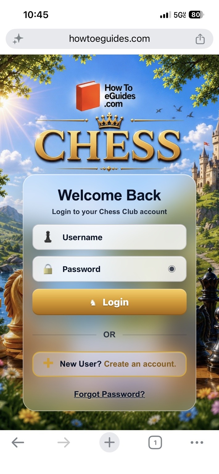 Chess server login screen