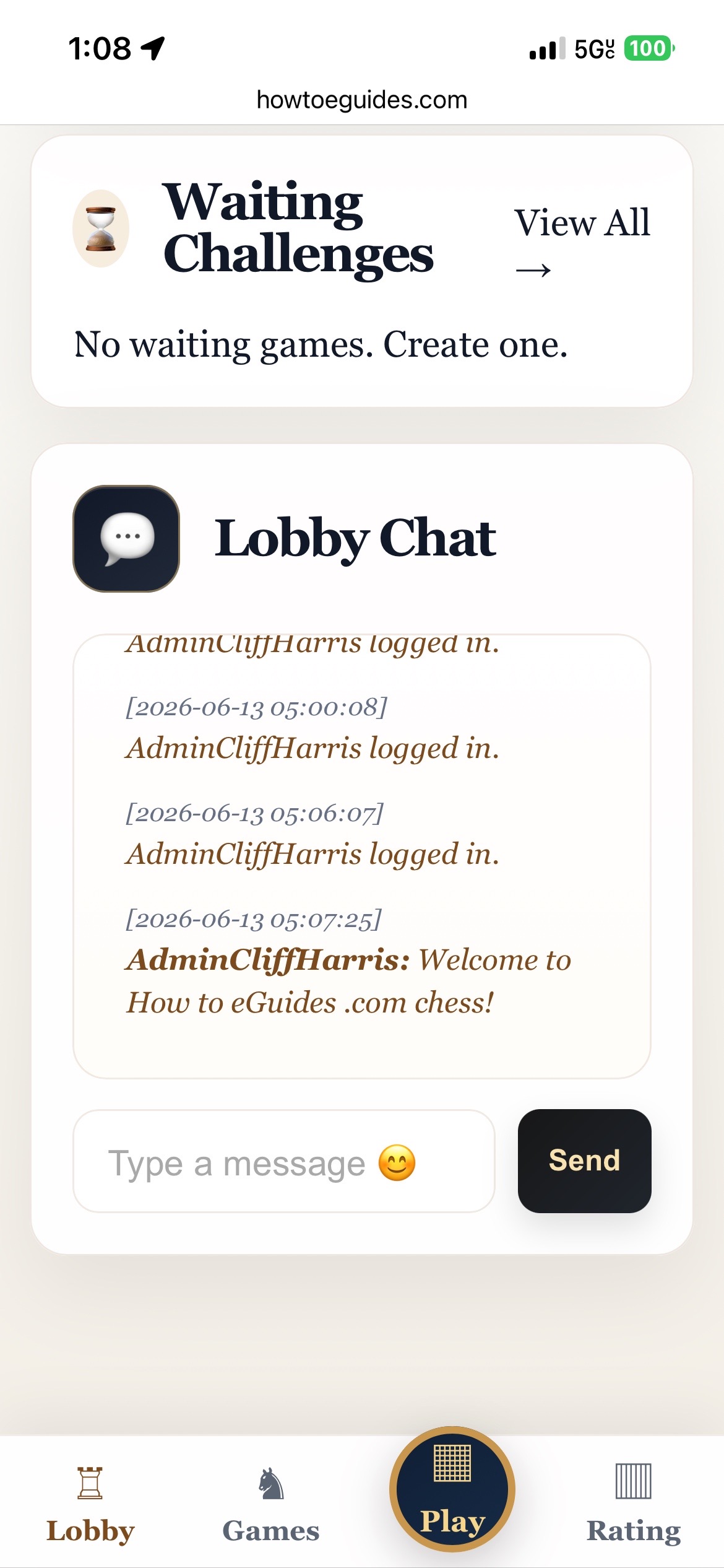 Mobile lobby chat