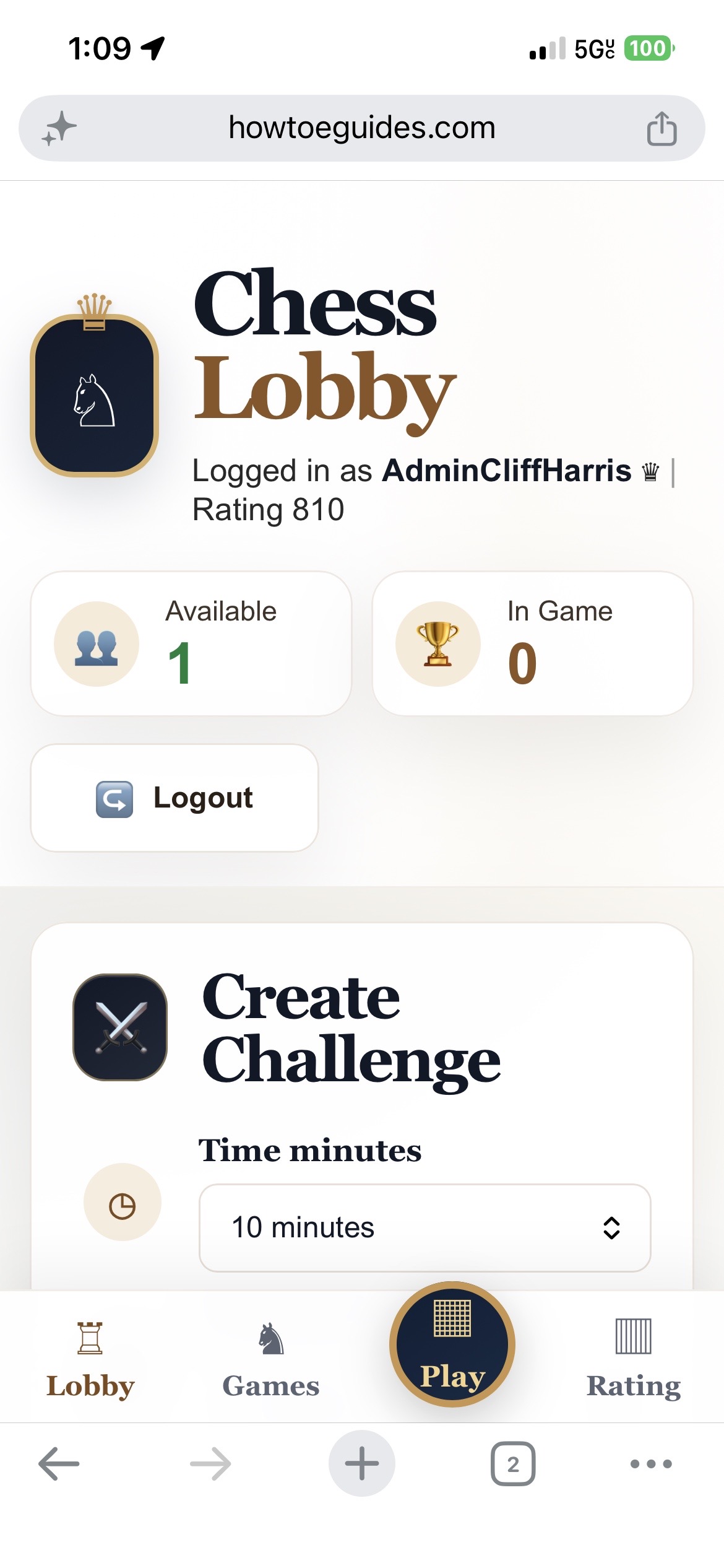 Mobile chess lobby